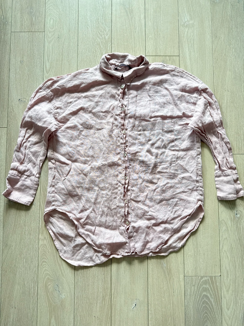 Zara Linen Button-Down Shirt in Faded Pink Women’s Size Medium